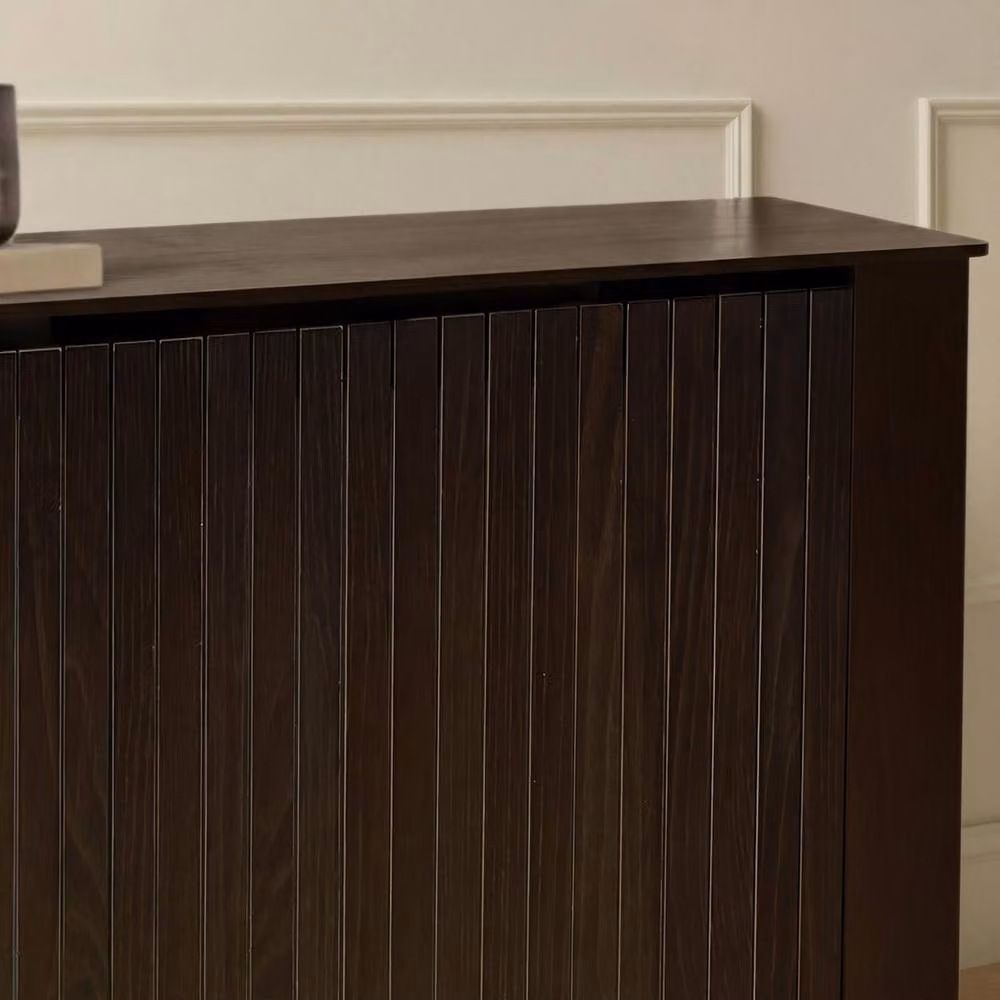 OHS Large Ribbed Radiator Cover in Dark Brown Matt MDF, W: 150 cm, H: 82 cm, D: 19 cm – 2