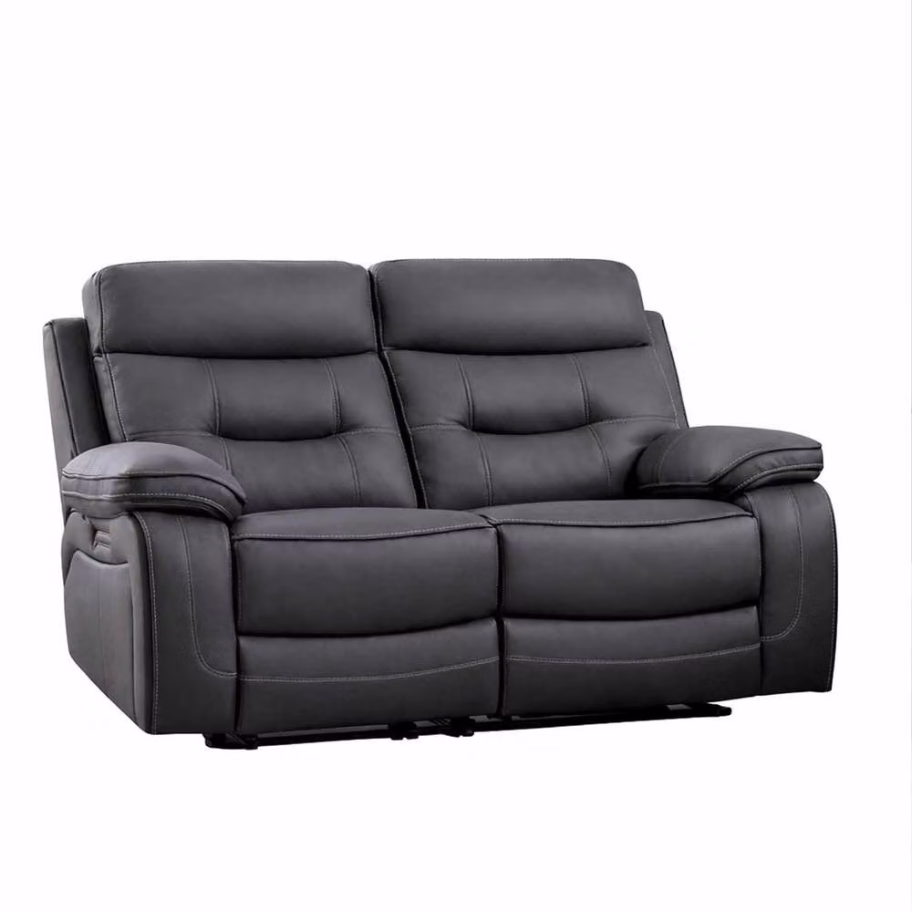 Furnishings For Less UK Renzo Grey Electric Recliner Sofa Suite (3+2+1) with USB Charging and Synthetic Leather Upholstery – 4
