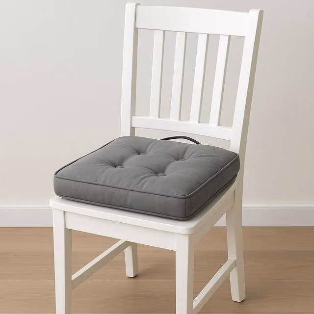 Homes-Linen Grey Cotton Filled Booster Seat Cushion Pad, W/D/H: 45 x 45 x 1 cm