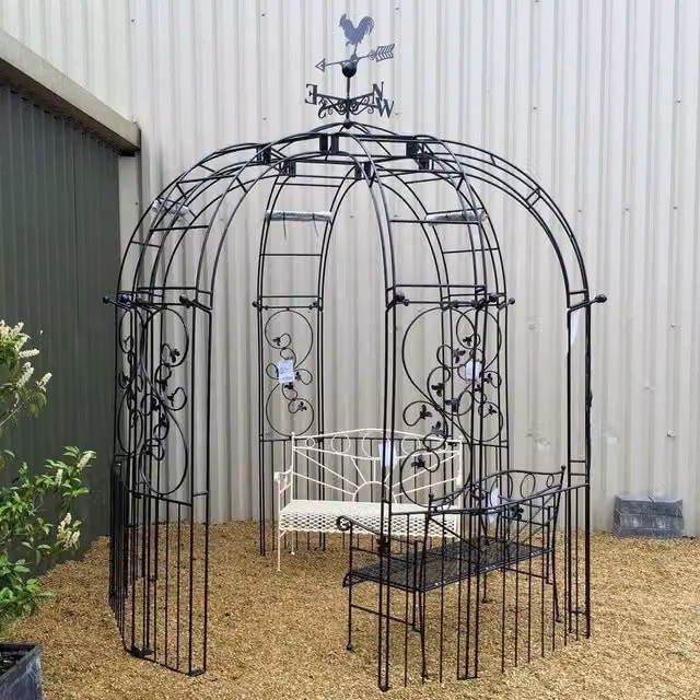Poppyforge Traditional 6 Sided Floral Metal Flower Panels in Black with Ground Spikes