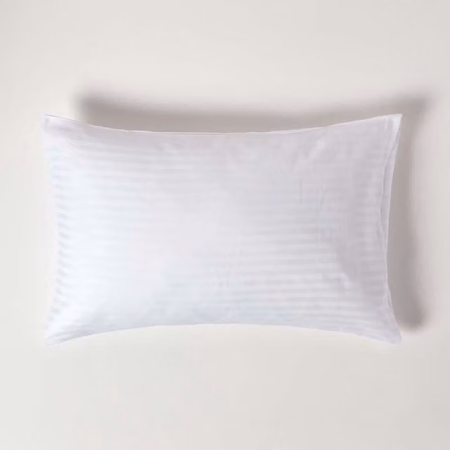 Homescapes White Egyptian Cotton Satin Stripe Housewife Pillowcase, 330 Thread Count, W: 48 cm x L: 75 cm