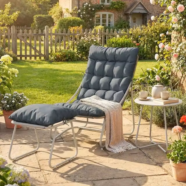 EONLION 3 Piece Grey Metal Bistro Set for Garden and Balcony, Width: 100 cm