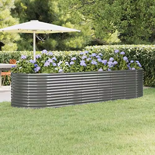 vidaXL Grey Galvanised Steel Garden Raised Bed W/D/H: 322 x 100 x 68 cm – 2