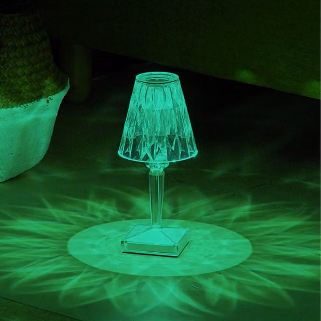 Lifeideas Crystal Effect Dimmable Table Lamp with Remote Control, Transparent and White