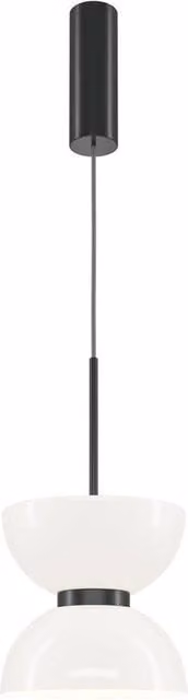 Netlighting Kyoto Modern Slim Suspended Pendant Ceiling Light with White Shade and Black Finish, 1300lm, 3000K Warm White LED