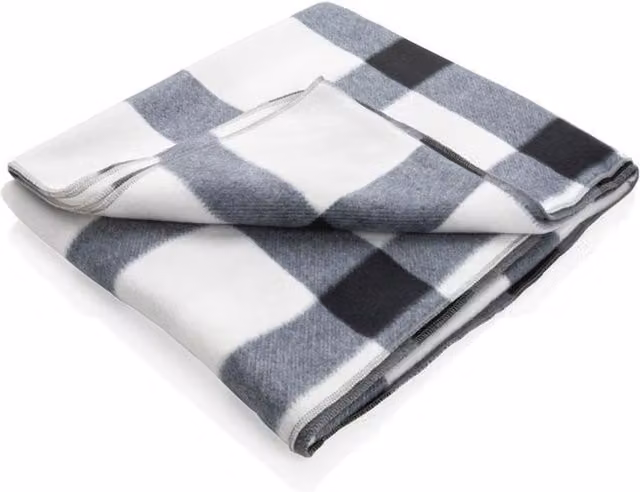 XD Design White Fleece Plaid Blanket
