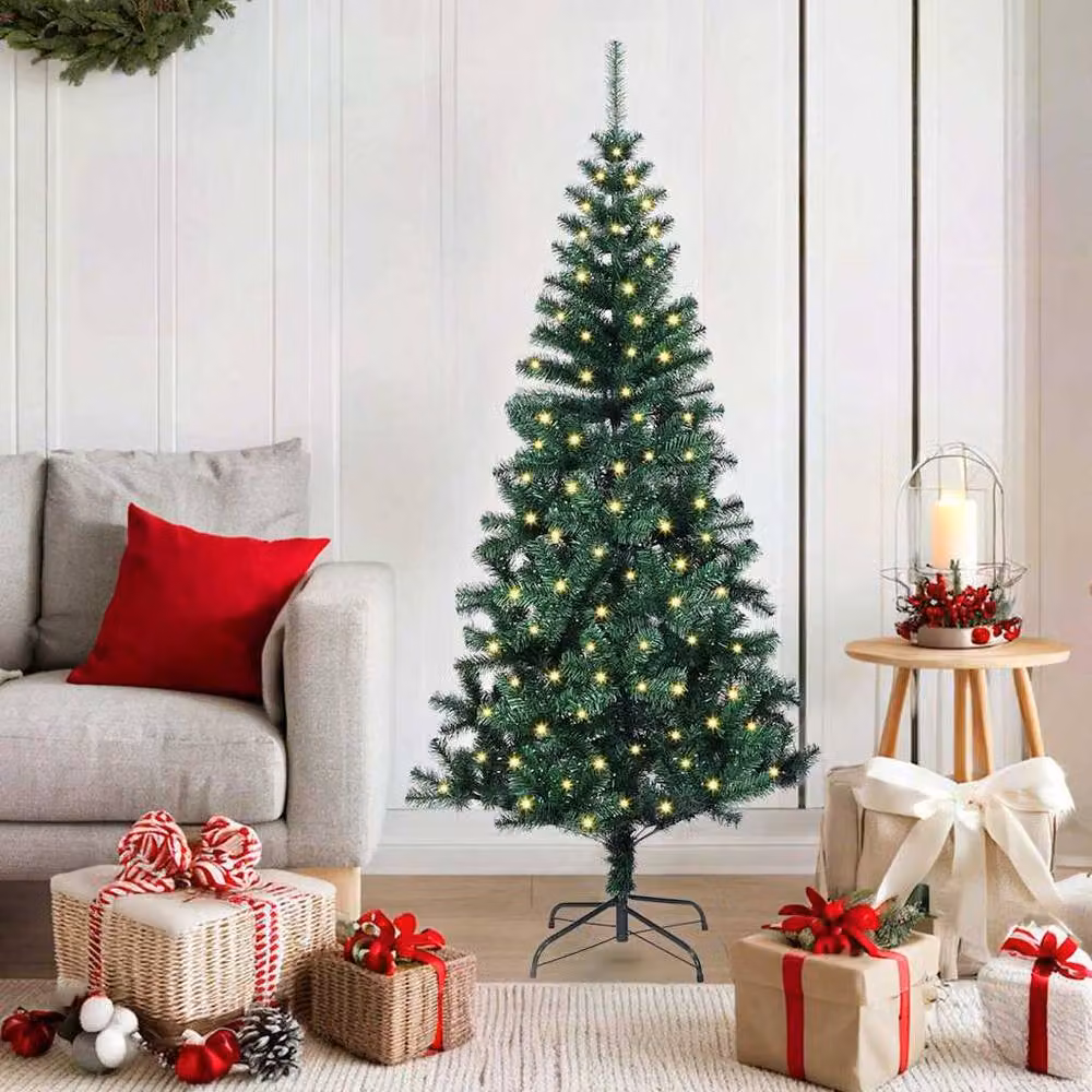 Berkfield Home Elegant Pre-lit Artificial Christmas Tree in Green and White, Height: 150 cm – 2