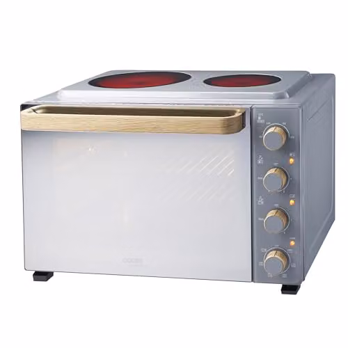 Cooks Professional Mini Portable Oven with Ceramic Hobs, Grey Nordic, 48L Capacity