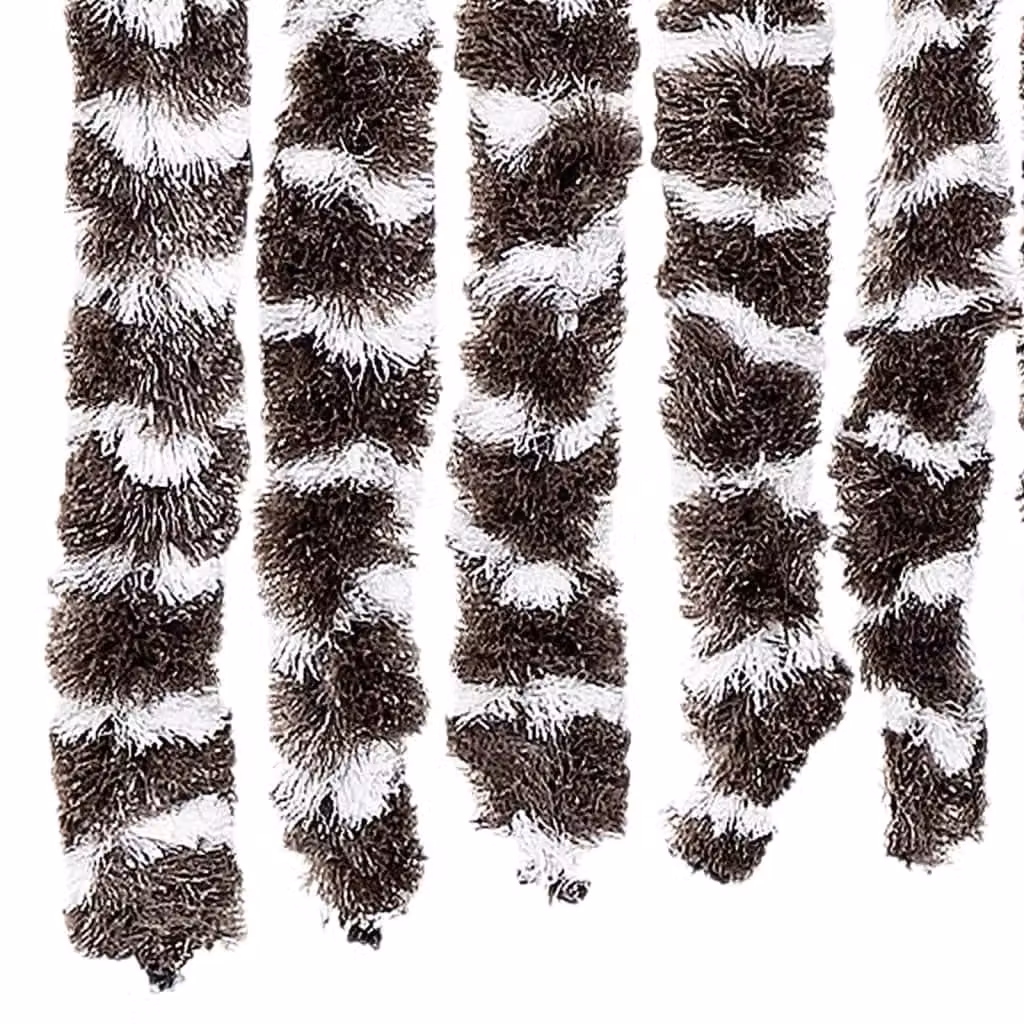 Berkfield Home Insect Curtain in Brown and White Chenille, W: 100 cm, H: 220 cm – 4