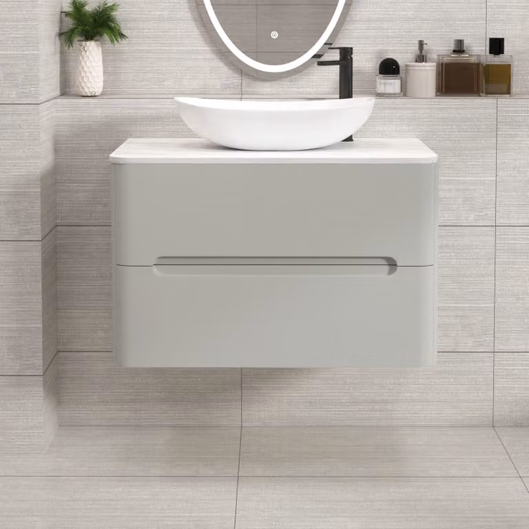 Royal Bathrooms Venice 800mm Wall Hung Vanity Unit with Cesar Basin in Dove Grey