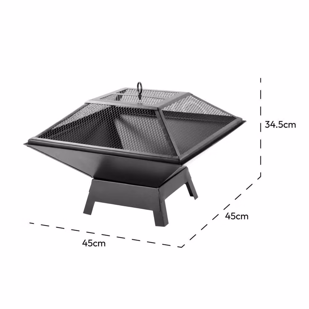 VOGREX Square Steel Wood Burning Fire Pit Garden Brazier in Black W/D/H: 45 x 45 x 34.5 cm – 2