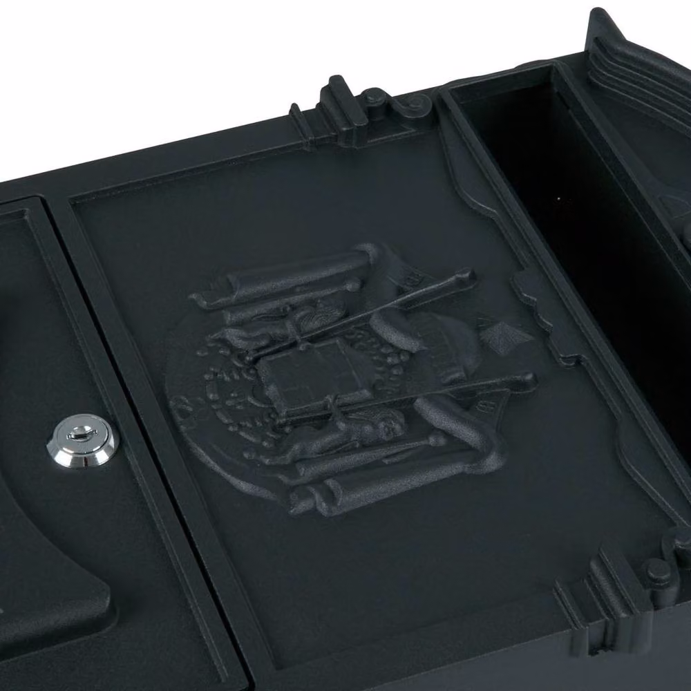 NESTLUNE Black Vintage Wall Mounted Lockable Outdoor Letterbox, H 41.0 cm x W 25.0 cm x D 7.5 cm – 4