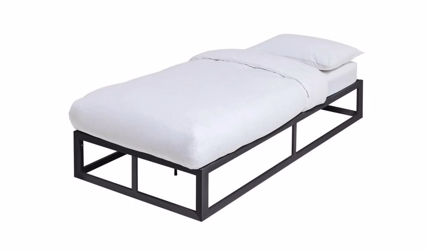 Minimalist Matt Black Metal Platform Bed Frame