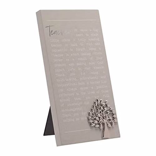 Widdop Moments Thank You Teacher Tabletop Standing Plaque in Grey and Silver