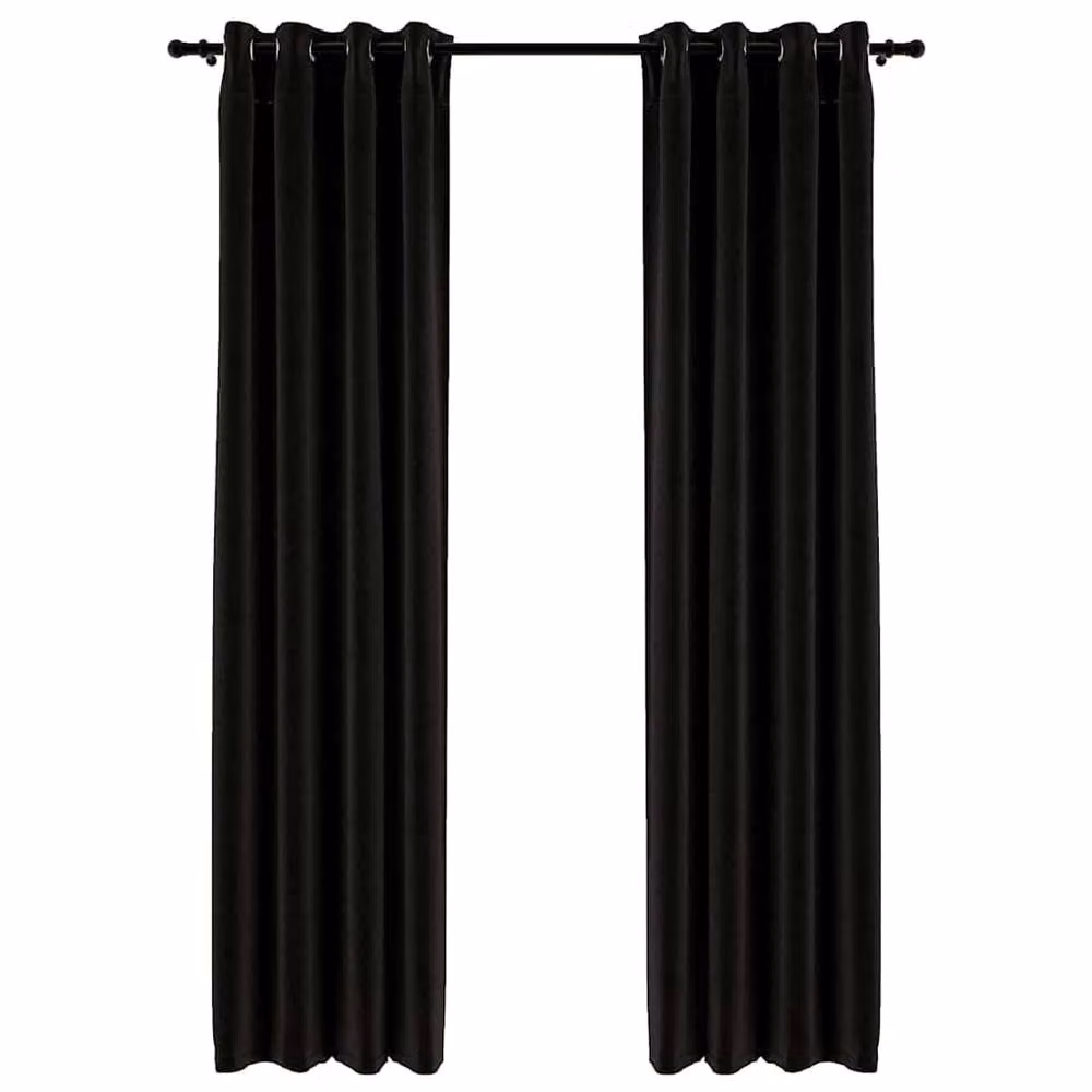 Berkfield Linen-Look Blackout Curtains, 2 Pack, Anthracite Black, W: 140 cm, H: 225 cm – 3