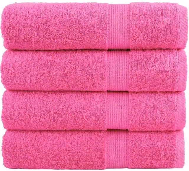 Berkfield Home SOLUND Premium Cotton Terry Hand Towels, Pink, 4 Pack, W: 50 cm, H: 100 cm, 600 gsm