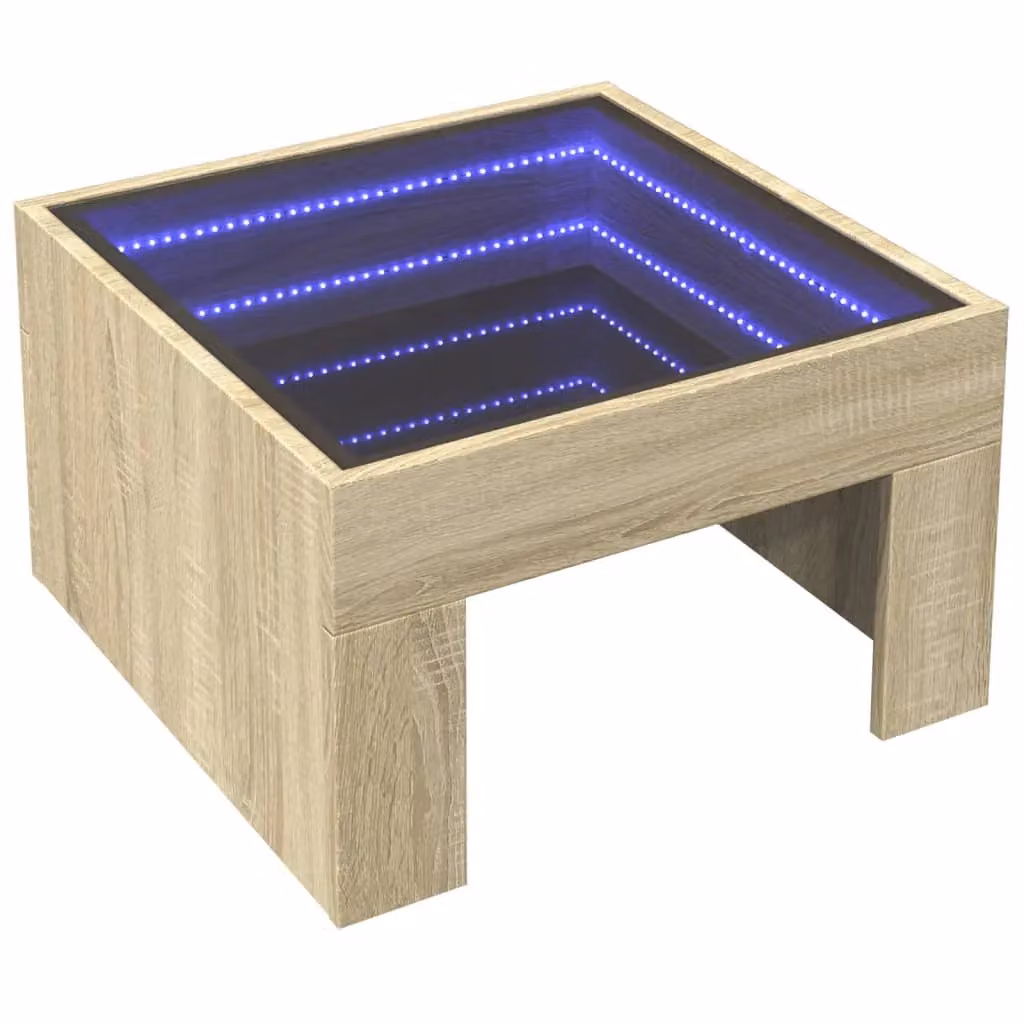 Berkfield Home Infinity LED Coffee Table in Sonoma Oak Brown, W/D/H: 50 x 50 x 30 cm – 3