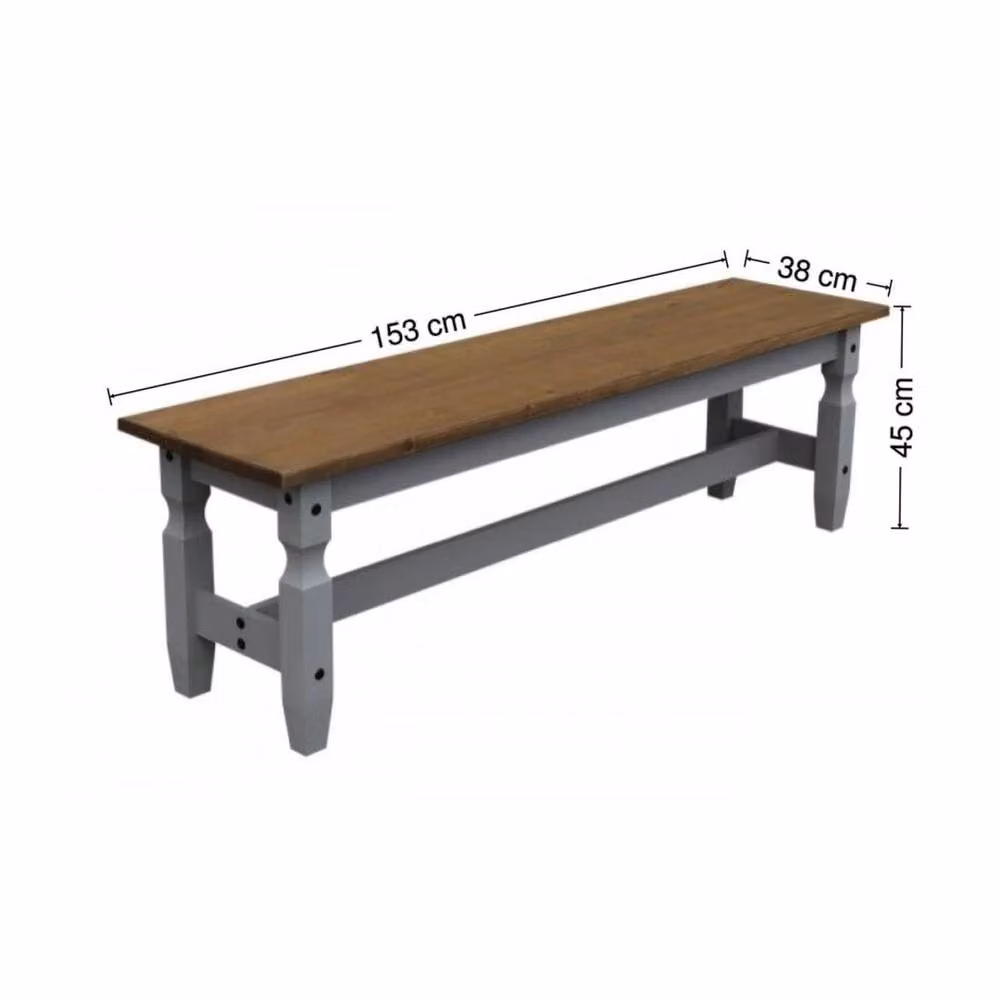 FORGEVIO Corona Grey Waxed Solid Mexican Pine Wooden Bench – 2
