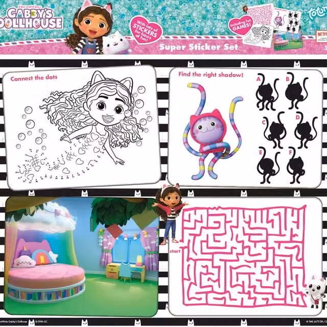 Totum Gabby's Dollhouse Mosaic Gluing Sticker Set, Multicolour and White