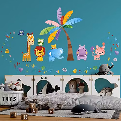 WALPLUS Multicolour Jungle Animal Wall Stickers for Childrens Nursery and Playroom Decor – 2