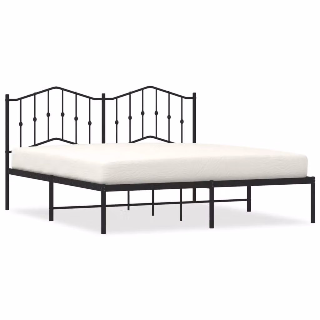 Berkfield Home Metal Bed Frame with Headboard in Black, W/D/H: 180 x 200 cm – 2