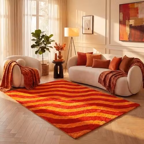THE RUGS Joli Modern Striped Area Rug in Red and Orange, W: 290 cm x D: 200 cm – 2