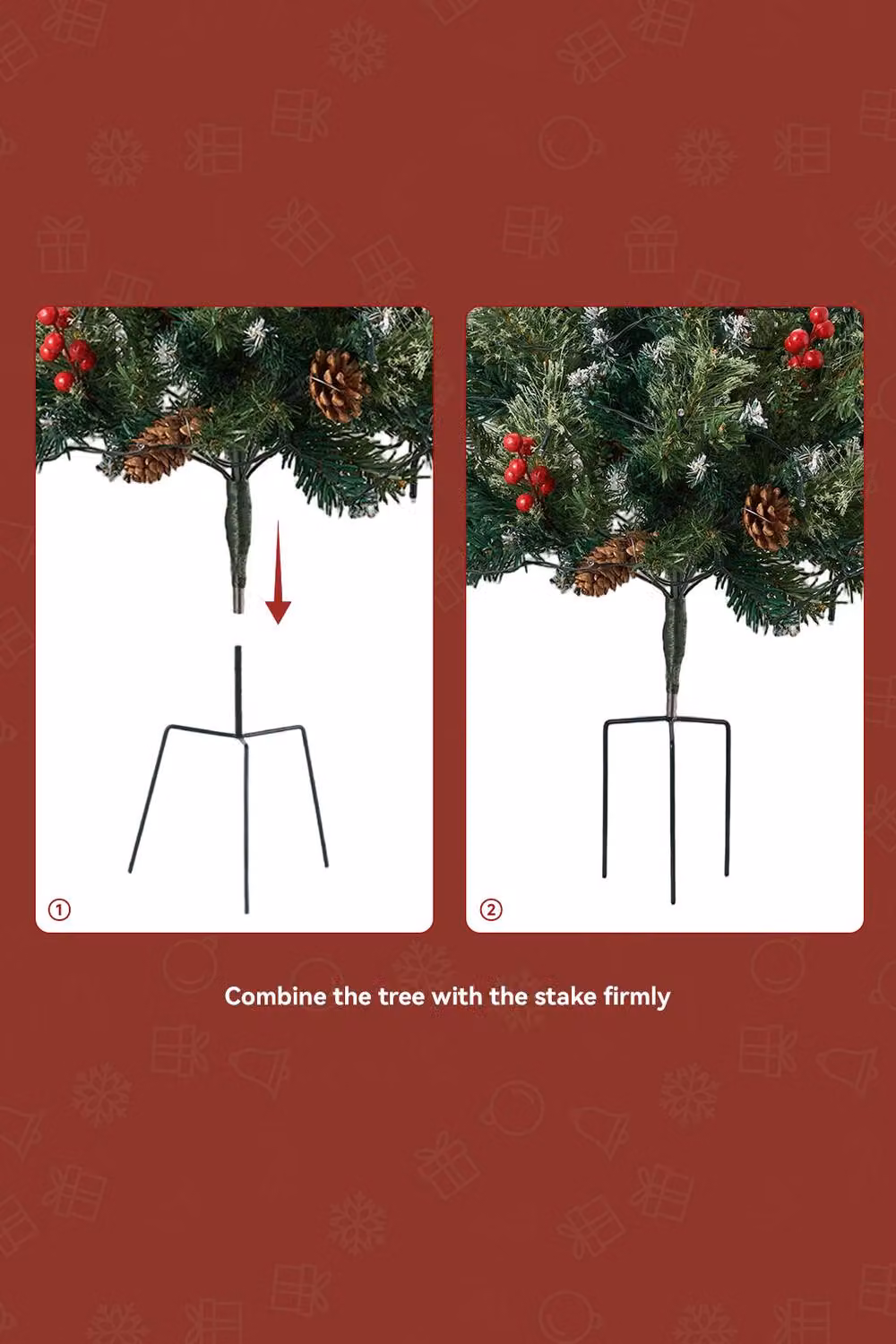 Living and Home Artificial Christmas Urn Filler Decoration with Ground Stake – 4
