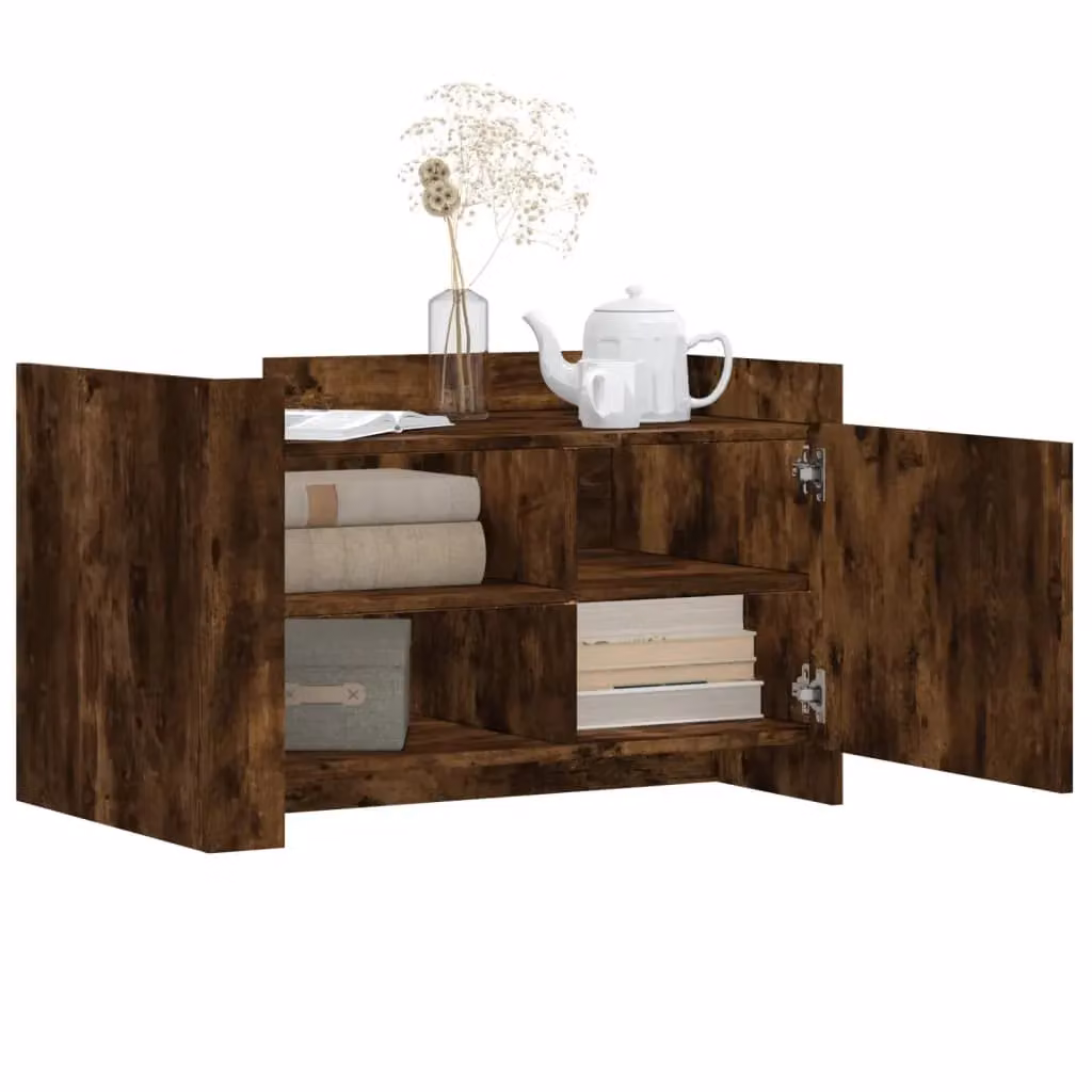 Berkfield Home Smoked Oak Coffee Table in Brown, W/D/H: 80 x 50 x 50 cm – 3