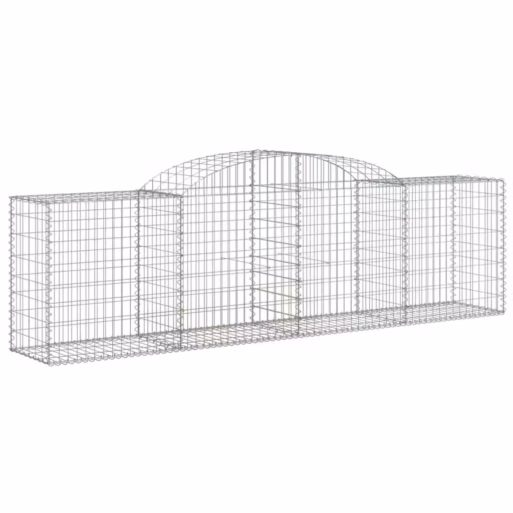 Berkfield Home Arched Gabion Basket in Silver Galvanised Steel, W: 300 cm, D: 50 cm, H: 80-100 cm – 2