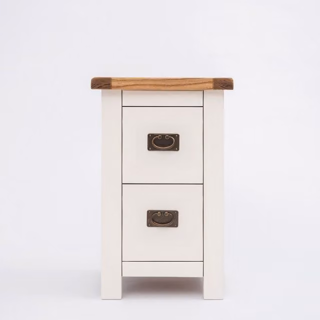Cabinet Bits Lovere 2 Drawer Petite Bedside Cabinet in Off-White with Chrome Handle