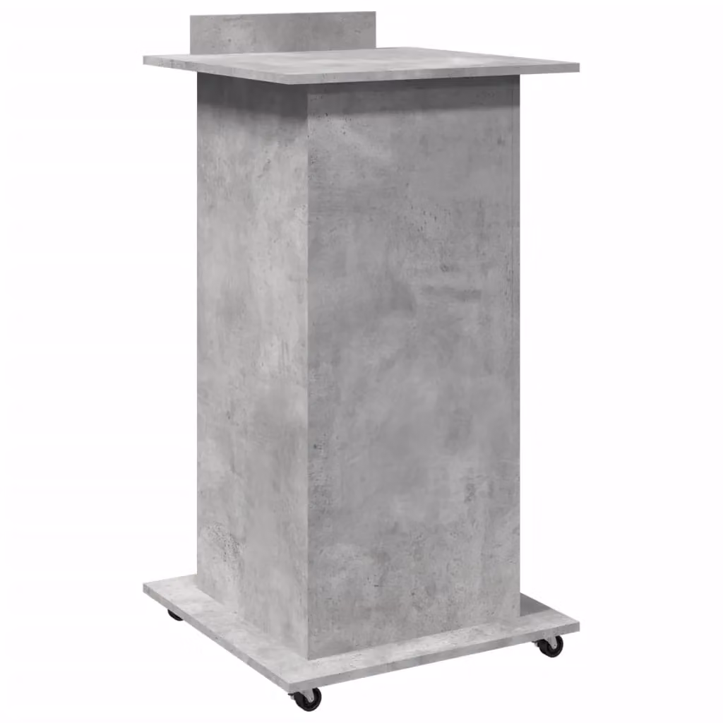 Berkfield Home Lectern with Wheels and Drawer in Concrete Grey, W/D/H: 55 x 55 x 107 cm – 2