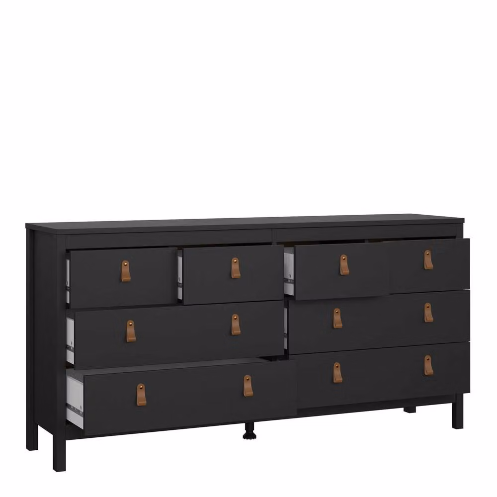 Wyld Haus Wyldberry 8 Drawer Dresser in Matt Black with Leather Tab Handles – 2