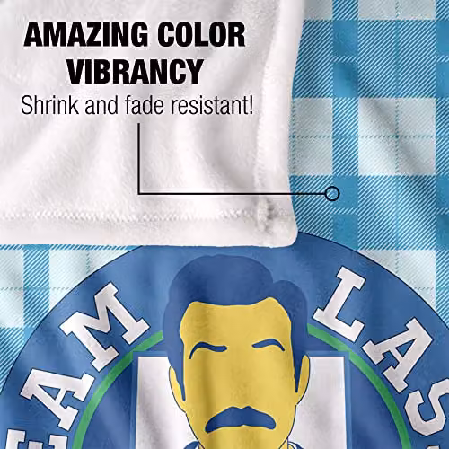 Warner Bros. Ted Lasso Team Lasso Silky Touch Super Soft Fleece Throw Blanket, Blue Multicolour, W/D/H: 91 x 147 cm – 2