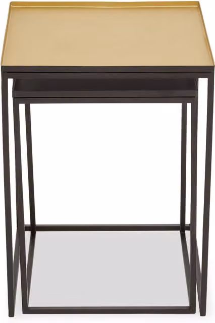 Orsina Modern Nest of 2 Square Metal Side Tables in Gold and Silver
