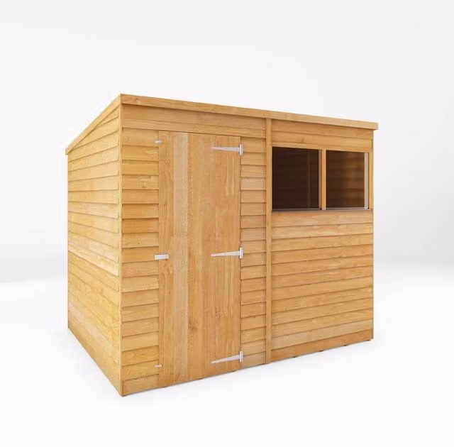 Mercia 8 x 6 Feet Overlap Pent Wooden Garden Shed in Brown, W: 241 cm, D: 189.1 cm, H: 201.4 cm – 1
