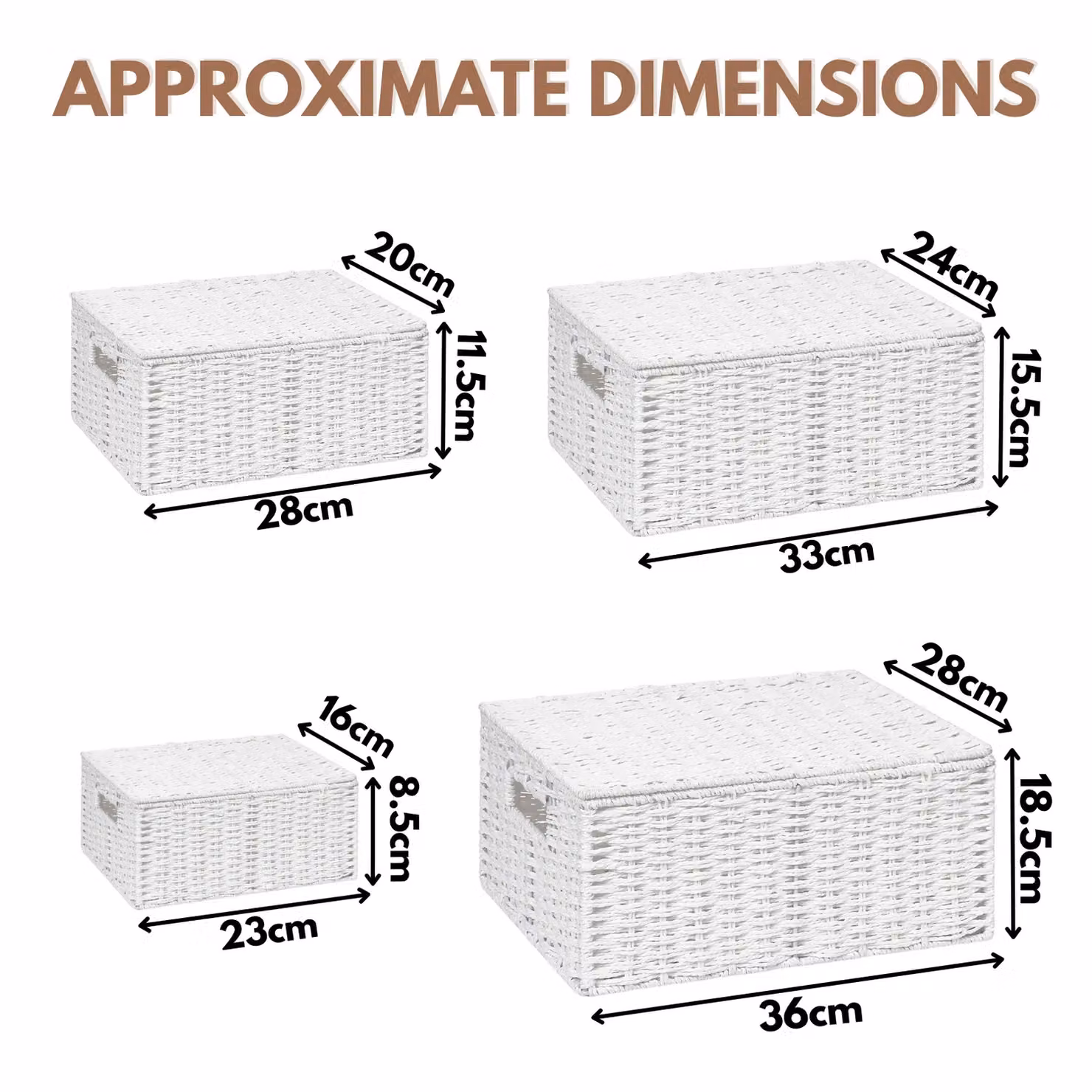 Marco Paul Set of 4 White Open Weave Paper Rope Storage Baskets with Lids and Handles – 2