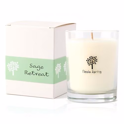 Nicola Spring Sage Retreat Soy Wax Scented Candle, 160g, White Glass Jar – 1