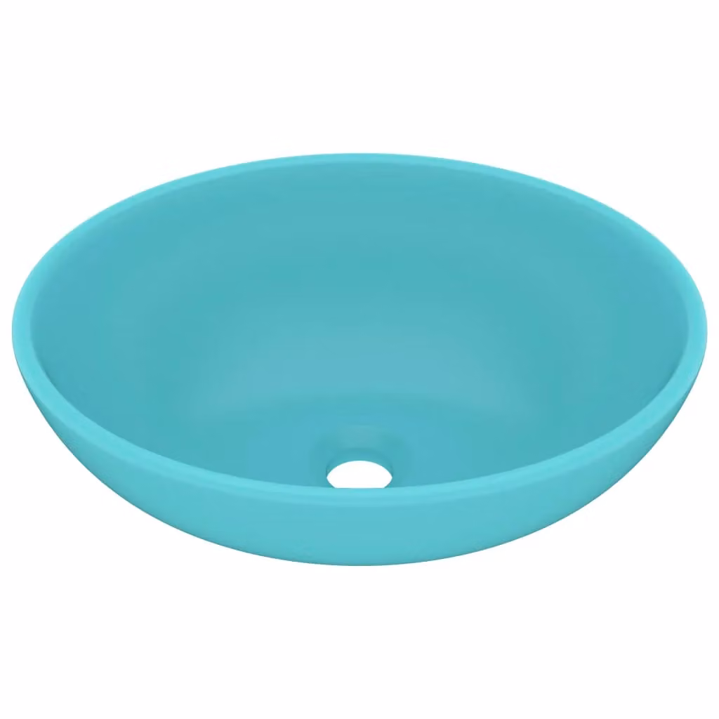 Berkfield Home Oval Ceramic Countertop Basin in Matt Green and Turquoise, W: 40 cm, D: 33 cm – 2
