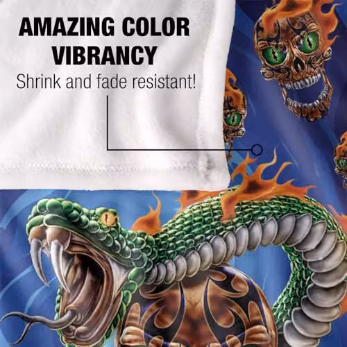 JQ Licensing James Piazza Flaming Snake Skull Super Soft Fleece Throw Blanket, Multicolour, W/D/H: 91 x 147 cm – 3