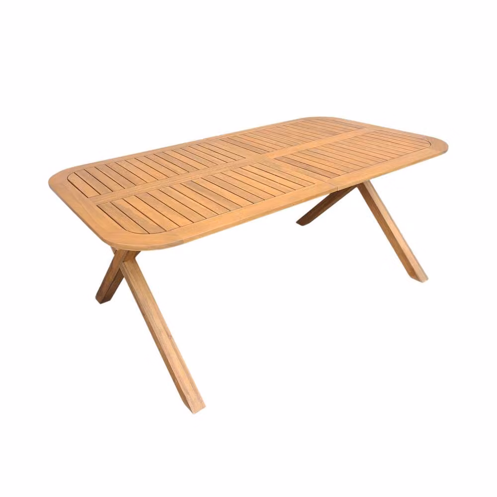 sweeek Extendable Acacia Wood Garden Table in Beige, Seats 6-8 – 2