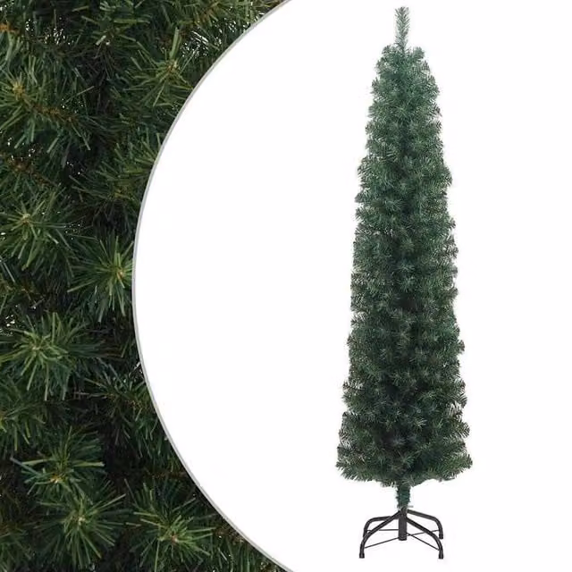 Berkfield Home Slim Artificial Green Christmas Tree with Stand, Height: 180 cm – 1