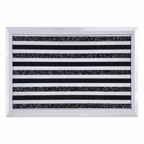 Nicoman Aluminium Boot Scraper and Brush Doormat with Carpet Strip in Grey and Silver, W: 60 cm, D: 40 cm, H: 12 cm – 2