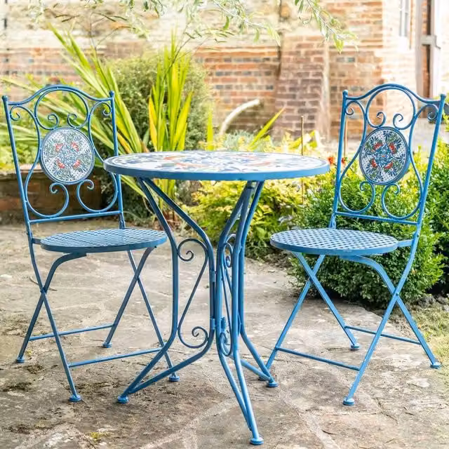 Ascalon Design Ltd 3-Piece Blue Geometric Mosaic Bistro Set