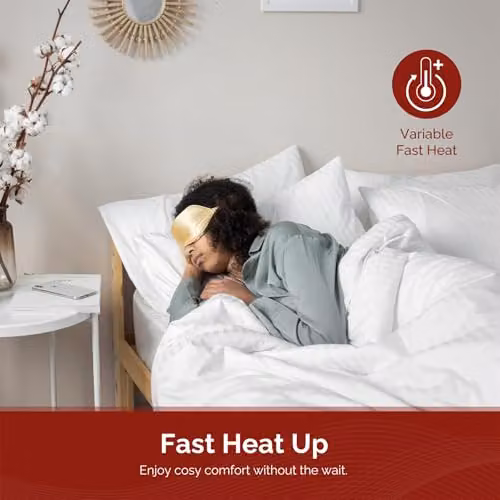 Rediffusion CosyDreams White Electric Underblanket for King Bed, 180 x 200 cm, with 3 Heat Settings and Overheat Protection – 2