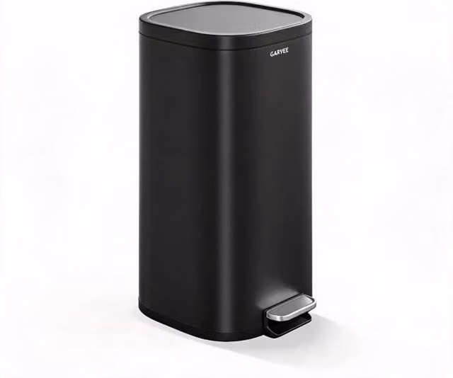 London Boutique 30L Stainless Steel Pedal Bin with Soft Close Lid and Removable Inner Bucket, Black