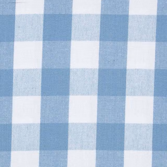 Homescapes Blue Cotton Block Check Gingham Fabric for Adults