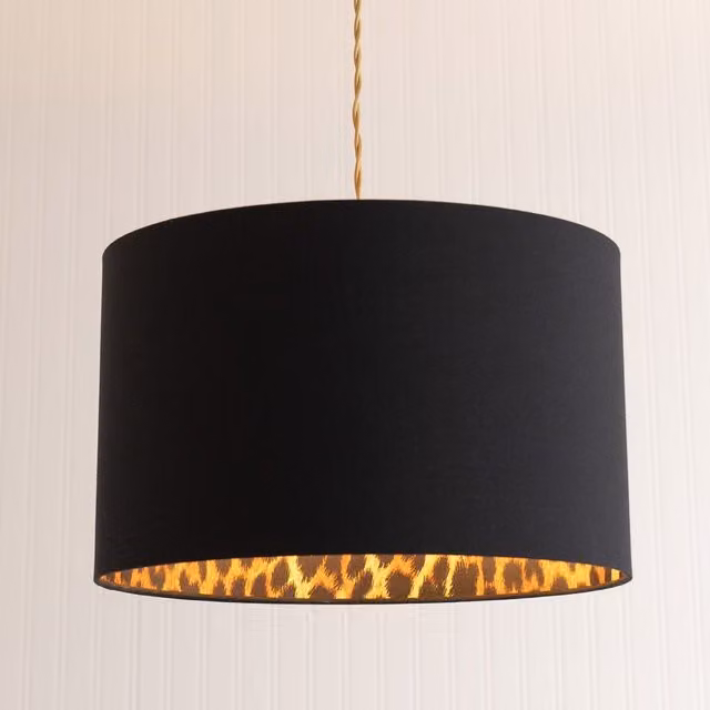 ValueLights Oasis Black Fabric Cylinder Lamp Shade with LED Bulb, Shade Width: 30.5 cm