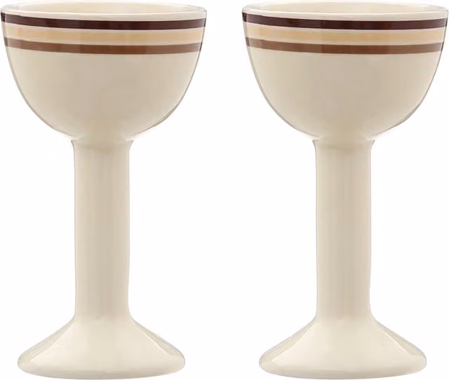 Orsina Neapolitan Set of Two Ceramic Egg Cups in Beige and White – 1