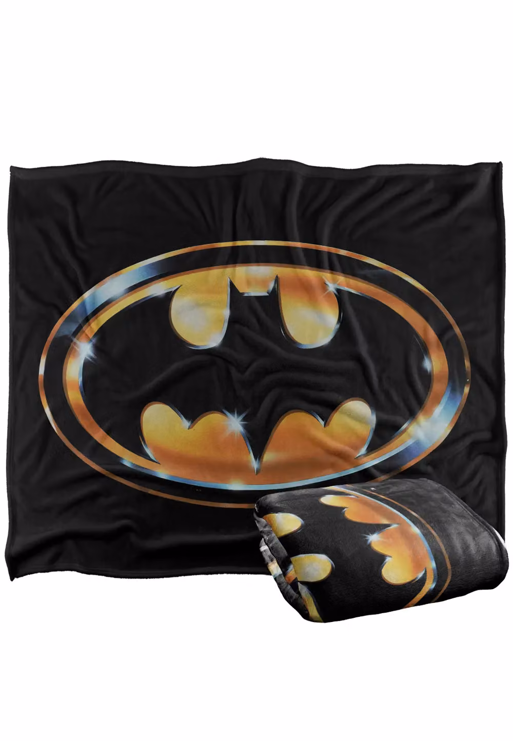Batman 1989 Logo Super Soft Silky Touch Throw Blanket, White, W: 152 cm, D: 127 cm – 2