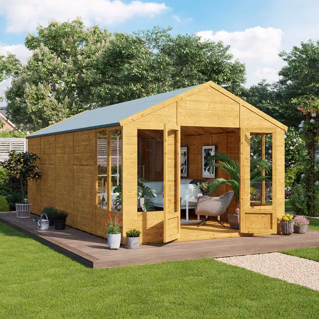 BillyOh Holly Tongue and Groove Apex Summerhouse in Brown with Window